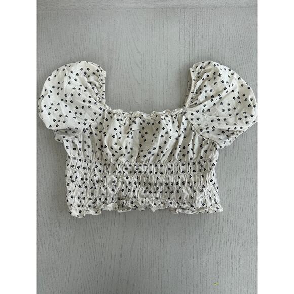 ZARA Milkmaid Puff Sleeve Crop Top Romantic Cottagecore Coquette Angelcore H - Picture 1 of 5
